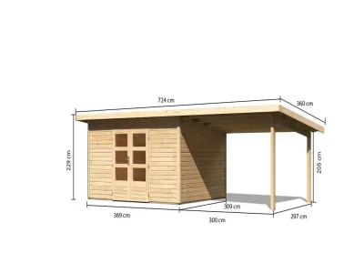 Gartenhaus SET Northeim 4 – mit naturbelassenem Holz, inkl. 3,3 m Anbaudach Produktbild #9
