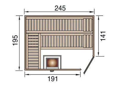 Sauna Massivholzsauna Turku 3 GT graphit Ganzglastür Produktbild #2