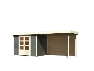 Gartenhaus SET Askola 4 19 mm terragrau, inkl. 2,8 m Anbaudach + Rückwand Produktbild #5