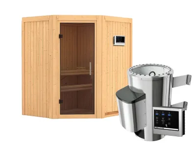 Sauna Systemsauna Tonja graphit Ganzglastür + Plug & Play Saunaofen mit externer Steuerung Produktbild #2