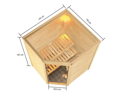 Sauna Antonia mit bronzierter Glastür + 3,6 kW Plug & Play Saunaofen ext. Strg. Produktbild #6