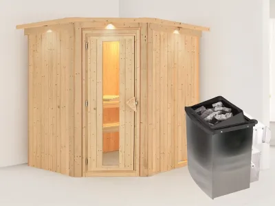 Sauna Systemsauna Siirin mit Dachkranz, inkl. 9 kW Ofen mit integrierter Steuerung Produktbild #3