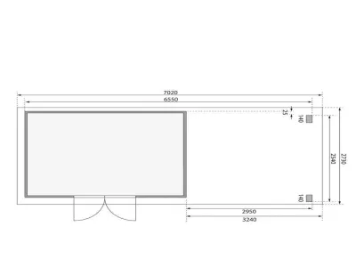 Gartenhaus SET Kandern 7 28 mm naturbelassen, inkl. 3,2 m Anbaudach + Seiten- und Rückwand Produktbild #9
