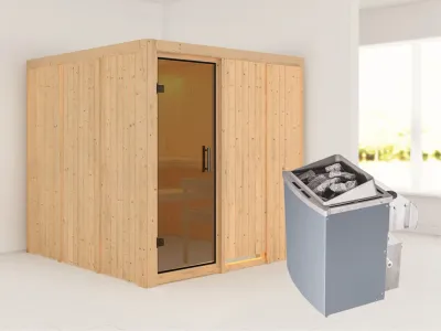 Systemsauna Rodin graphit Ganzglastür, inkl. 9 kW Saunaofen integr. Steuerung Produktbild #1