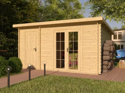 Gartenhaus Blockbohlenhaus Belfort 2 34 mm naturbelassen Produktbild #1