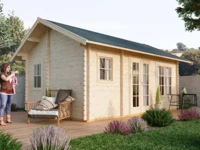 Gartenhaus Blockbohlenhaus Esbjerg 1 45 mm naturbelassen Produktbild #1
