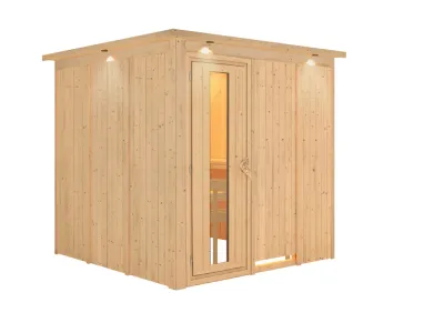 Systemsauna Rodin mit Dachkranz, Holztür mit Isolierglas Produktbild #9