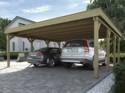 Carport Flachdach Doppelcarport 609 Gr. 1 Produktbild #1