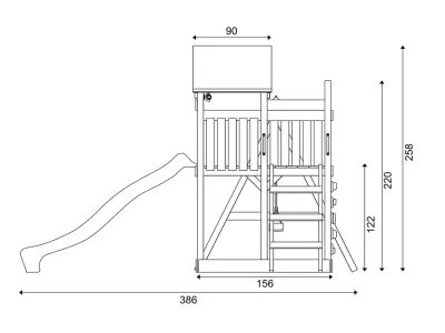 Spielturm Speedy KDI inkl. Doppelschaukel inkl. Rutsche rot + Sitze rot Produktbild #8