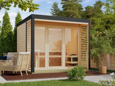 Saunahaus Ares 3 SET naturbelassen - anthrazit Produktbild #1