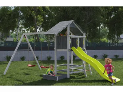 Spielturm Smart 1 grau/weiß inkl. Rutsche gelb Produktbild #3