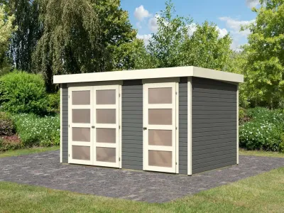 Gartenhaus Zweiraumhaus Mühlentrup 2 19 mm terragrau Produktbild #9