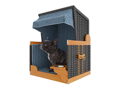 Hundestrandkorb Vind anthrazit-blau-weiß inkl. Schutzhülle Produktbild #5