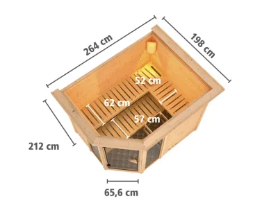 Sauna Massivholzsauna Sinai 3 mit Dachkranz, inkl. 9 kW Saunaofen integr. Steuerung Produktbild #6