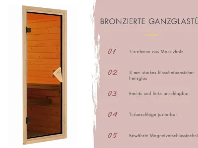 Sauna Systemsauna Amelia 3 mit Dachkranz, inkl. 9 kW Bio-Kombiofen ext. Steuerung Produktbild #7