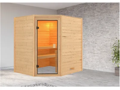 Massivholzsauna 38 mm Mila SPARSET inkl. 9 kW Saunaofen und ext. Steuerung Produktbild #10