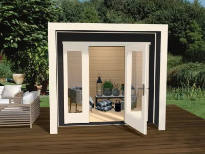 Gartenhaus Designhaus 263 Gr. 1 28 mm anthrazit lasiert Produktbild #1