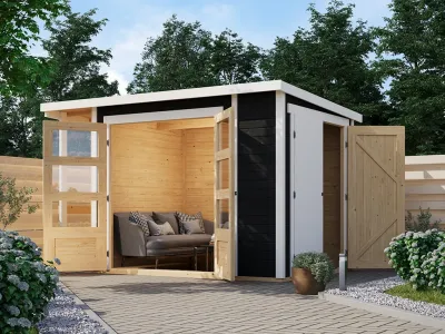 Gerätehaus Multi Pultdach 19 mm terragrau Produktbild #1
