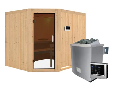 Systemsauna Malin graphit Ganzglastür, inkl. 9 kW Saunaofen ext. Steuerung Produktbild #2