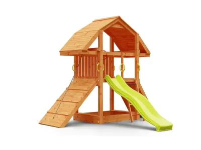 Spielturm Buffalo teakfarben inkl. Rutsche gelb Produktbild #7