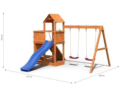 Spielturm Floppi teakfarben inkl. Doppelschaukel + Rutsche Produktbild #8