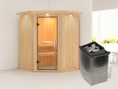 Sauna Systemsauna Larin mit Dachkranz, inkl. 9 kW Ofen mit integrierter Steuerung Produktbild #5