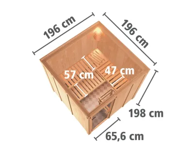 Sauna Systemsauna Rodin Klarglas Ganzglastür + 9 kW Saunaofen mit ext. Strg Produktbild #6