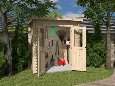 Gartenhaus BBH "Mini 1 B" 28 mm Pultdach Produktbild #2