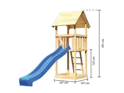 Spielturm Lotti naturbelassen inkl. Rutsche blau Produktbild #3