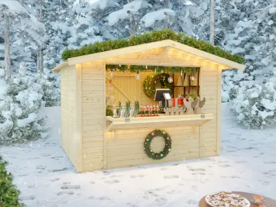 Marktstand - Verkaufsstand Jasmin 6 m² 18 mm naturbelassen inkl. Boden Produktbild #1