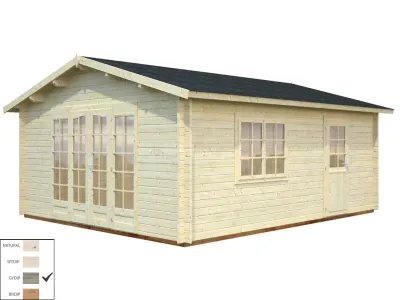 Gartenhaus Blockbohlenhaus Irene 23,9 m² 44 mm grau tauchimprägniert Produktbild #2