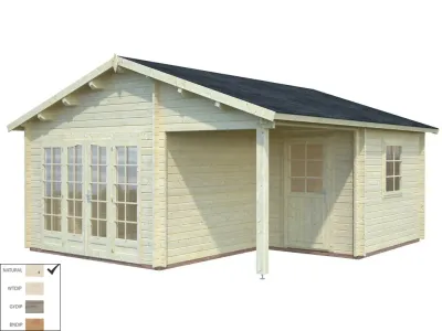 Gartenhaus Blockbohlenhaus Irene 21,9+5,2 m² 44 mm naturbelassen Produktbild #2
