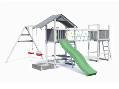 Spielturm Smart 1 Bridge grau-weiß inkl. Rutsche grün Produktbild #6