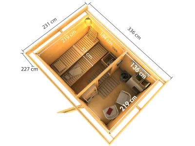 Saunahaus Skrollan 2 mit klassischer Tür SET naturbelassen Produktbild #4
