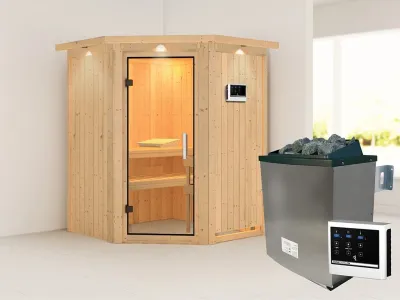 Sauna Systemsauna Larin mit Dachkranz, inkl. 9 kW Ofen mit externer Steuerung Produktbild #10