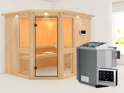 Sauna Systemsauna Amelia 3 mit Dachkranz, inkl. 9 kW Bio-Kombiofen ext. Steuerung Produktbild #6