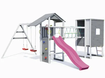 Spielturm Smart 5 Cube grau-weiß inkl. Rutsche pink Produktbild #4