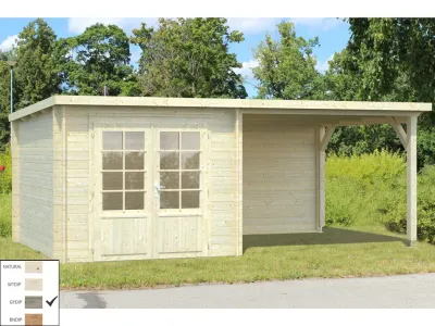 Gartenhaus Blockbohlenhaus Ella 6,9+8,2 m² 28 mm grau tauchimprägniert Produktbild #2
