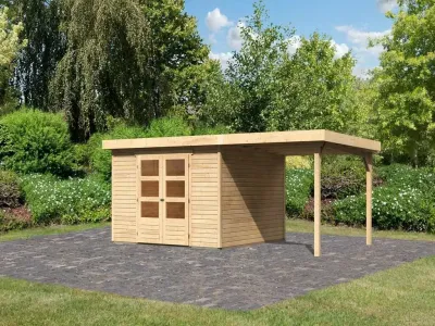 Gartenhaus SET Askola 6 19 mm naturbelassen inkl. 2,4 m Anbaudach Produktbild #5