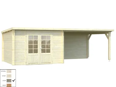 Gartenhaus Blockbohlenhaus Ella 8,7+10,0 m² 28 mm grau tauchimprägniert Produktbild #3
