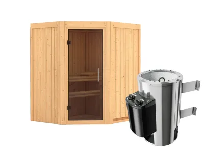 Sauna Systemsauna Tonja graphit Ganzglastür + Plug & Play Saunaofen mit Steuerung Produktbild #2