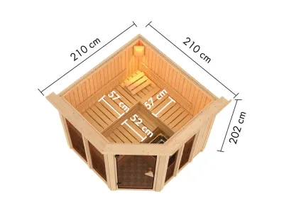 Sauna Airi naturbelassen mit bronzierter Ganzglastür Produktbild #10