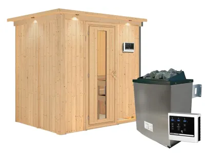 Sauna Systemsauna Bodin mit Dachkranz, inkl. 9 kW Ofen mit externer Steuerung Produktbild #13