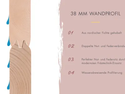 Saunahaus Angkor 3 38 mm naturbelassen Produktbild #11