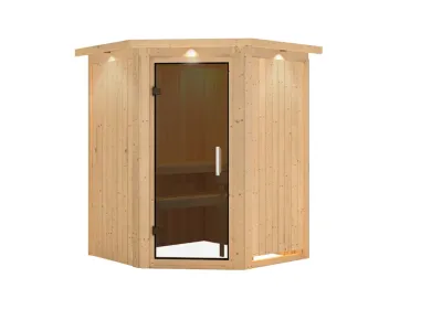 Systemsauna Larin mit Dachkranz, graphit Ganzglastür Produktbild #8