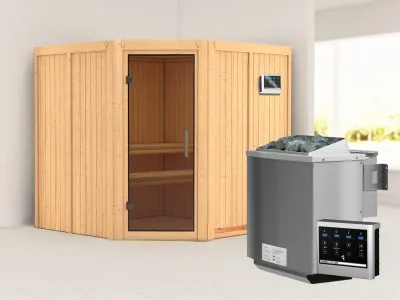 Systemsauna Jarin graphit Ganzglastür, inkl. 9 kW Bio-Kombiofen ext. Steuerung Produktbild #1