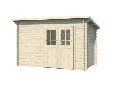 Gartenhaus Blockbohlenhaus Aras 34 mm naturbelassen Produktbild #2