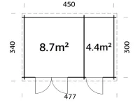 Gartenhaus Blockbohlenhaus Ella 13,1 m² 28 mm braun tauchimprägniert Produktbild #2