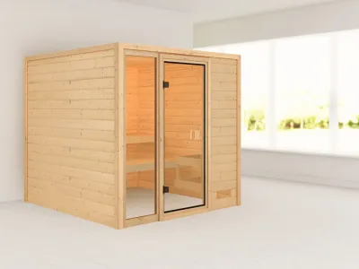 Sauna Massivholzsauna Jutta, mit bronzierter Ganzglastür Produktbild #8