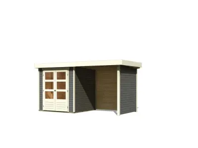 Gartenhaus Askola 2 19 mm terragrau inkl. 2,4 m Anbaudach + Seiten- und Rückwand Produktbild #10